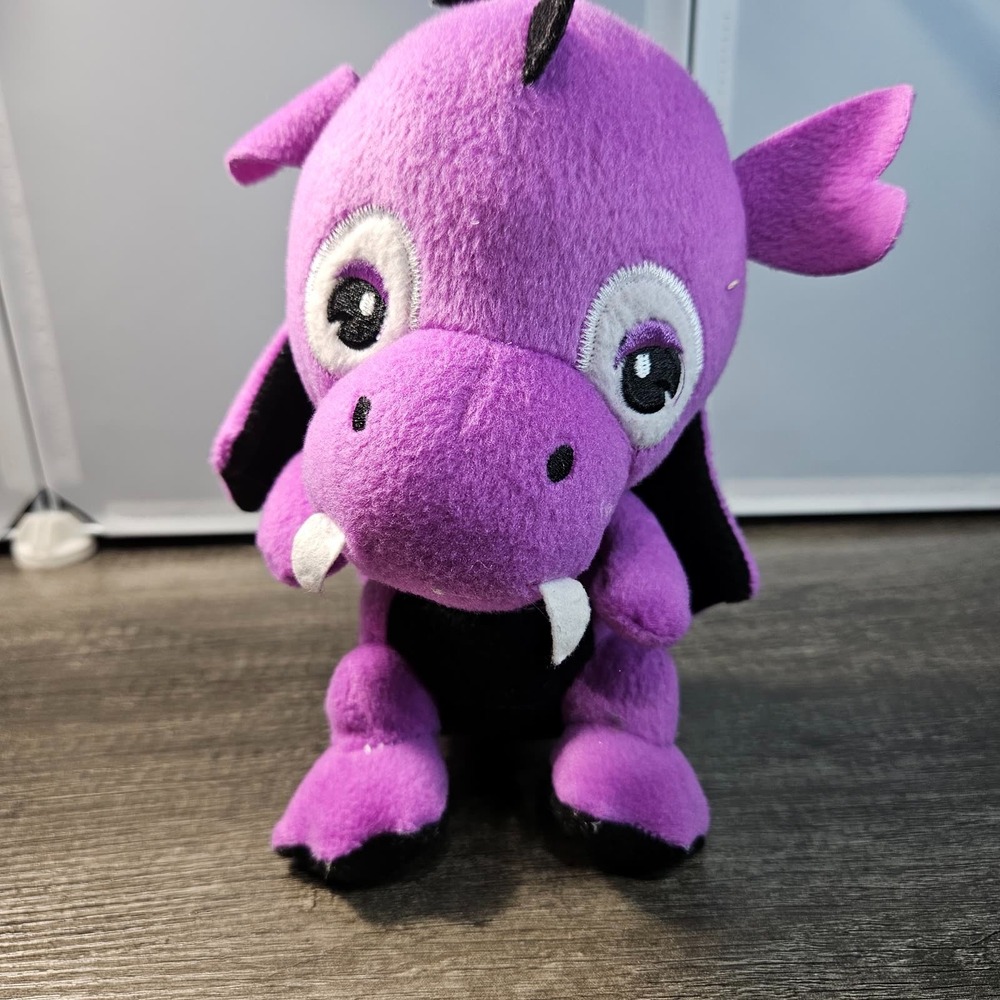 Caravan Softoys All Star Purple Baby Dragon Plush Stuffed Animal Black Wings